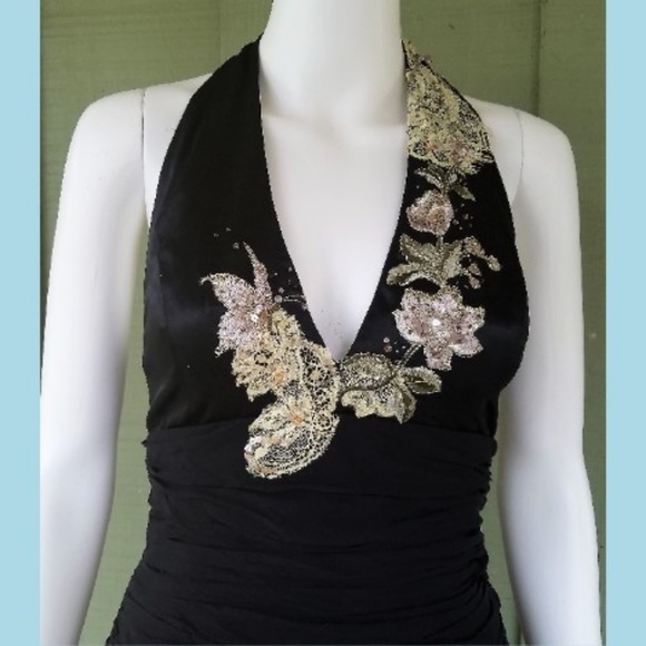 New ADRIANNA PAPELL Boutique Black Silk Dress 6 - Picture 2 of 5